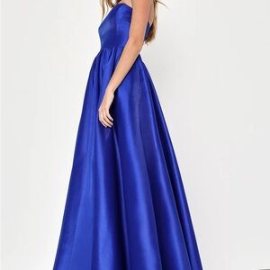 Lulus Elegant Blue Strapless Evening Gown